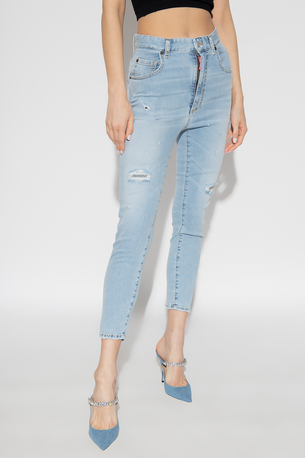 VbjdevelopmentsShops Denmark - Love this jeans so comfy soft stretchy  materal excellent fit - Light blue 'Cropped Twiggy' jeans Dsquared2